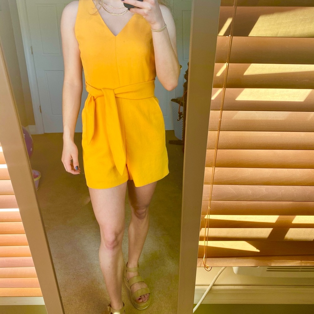 Aritzia Wilfred Mustard Yellow Romper